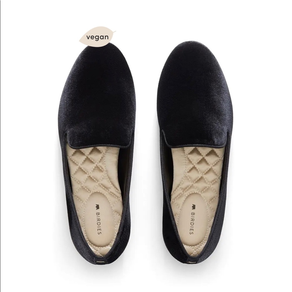 The Starling Black Velvet Birdies - With Box, sz 7